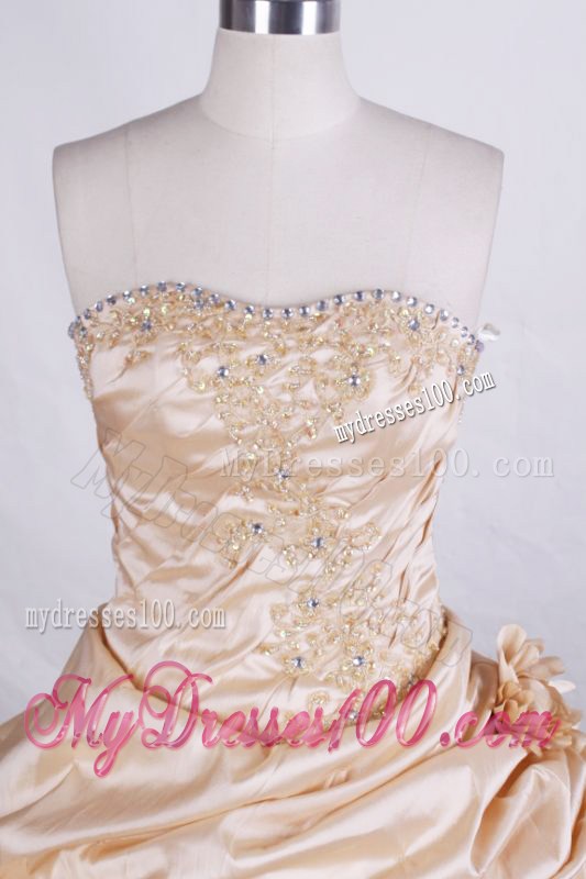 Flowery White and Champagne Dresses 16 with Beading and Appliques